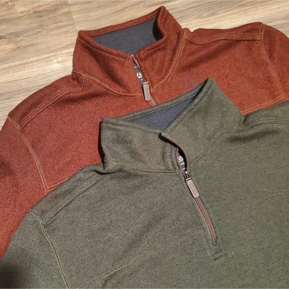 BASS men's quarter zip pullovers Set of 2 Hunter Green and Brick Red Small. XXL - Picture 2 of 5